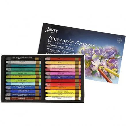 Gallery Watercolour, assorted colours, L: 9.3 cm, 24 pcs/1 pack.