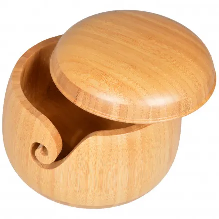 Infinity Hearts Yarn Bowl Bamboo Natural 16x11cm