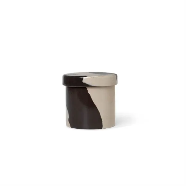 Ferm Living Inlay storage jar - small - Sand/Black