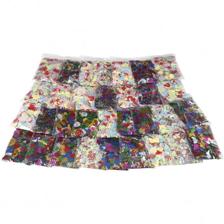 Multi sequin mix, assorted colours, size 7-30 mm, 25 g/ 32 pcs.