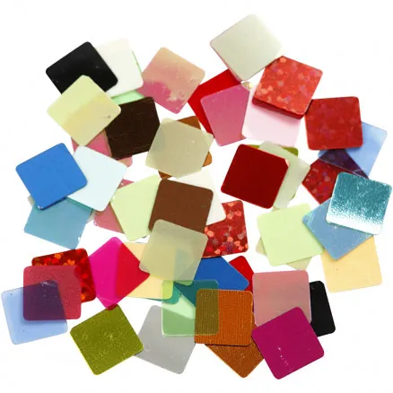 Sequin mosaic, assorted colours, size 10x10 mm, 250 g/ 1 pack.