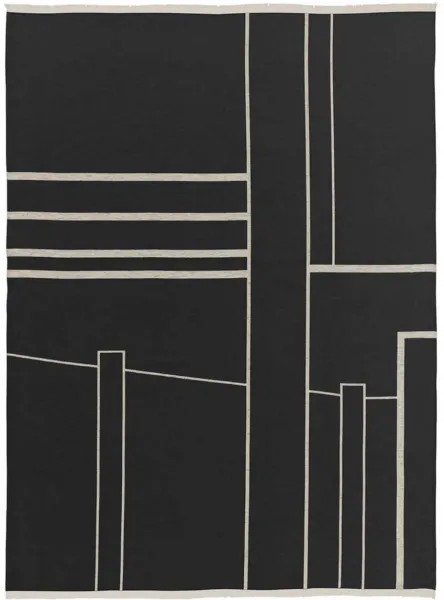 KRISTINA DAM STUDIO Architecture throw - off-white and black cotton (180x130)