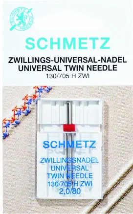 Schmetz Sewing Machine Needles Twin 130/705 H-Zwi Size 4.0-80 - 2 pcs